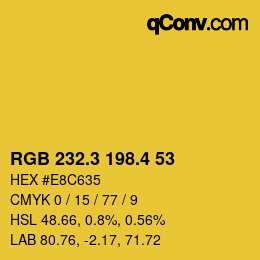 カラーコード: RGB 232.3 198.4 53 | qconv.com