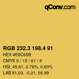 カラーコード: RGB 232.3 198.4 91 | qconv.com