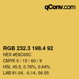 カラーコード: RGB 232.3 198.4 92 | qconv.com