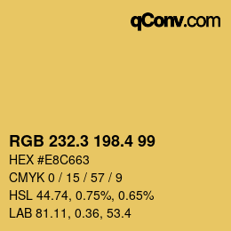 カラーコード: RGB 232.3 198.4 99 | qconv.com