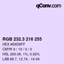 カラーコード: RGB 232.3 216 255 | qconv.com