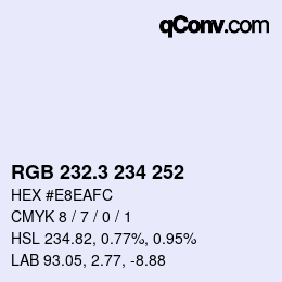 カラーコード: RGB 232.3 234 252 | qconv.com