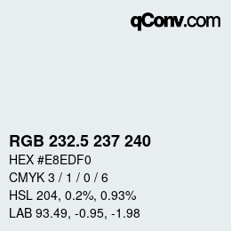 Color code: RGB 232.5 237 240 | qconv.com