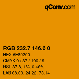 カラーコード: RGB 232.7 146.6 0 | qconv.com