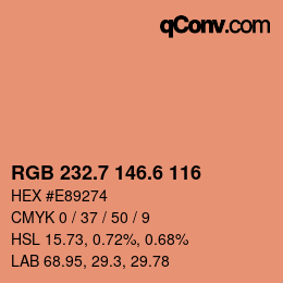 カラーコード: RGB 232.7 146.6 116 | qconv.com