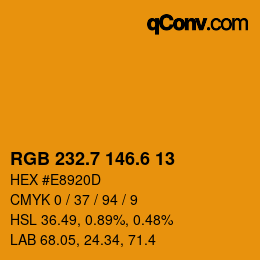 カラーコード: RGB 232.7 146.6 13 | qconv.com