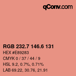 カラーコード: RGB 232.7 146.6 131 | qconv.com