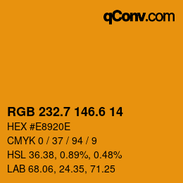 カラーコード: RGB 232.7 146.6 14 | qconv.com