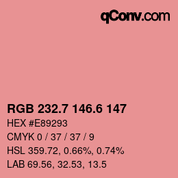 カラーコード: RGB 232.7 146.6 147 | qconv.com
