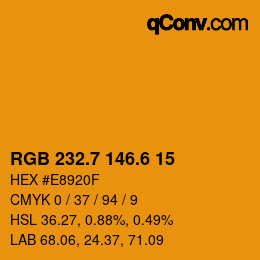 カラーコード: RGB 232.7 146.6 15 | qconv.com