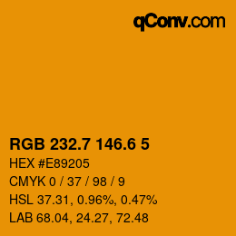カラーコード: RGB 232.7 146.6 5 | qconv.com