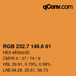 カラーコード: RGB 232.7 146.6 61 | qconv.com