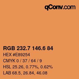 カラーコード: RGB 232.7 146.6 84 | qconv.com