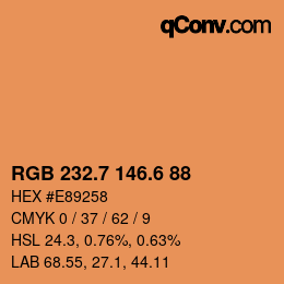 カラーコード: RGB 232.7 146.6 88 | qconv.com
