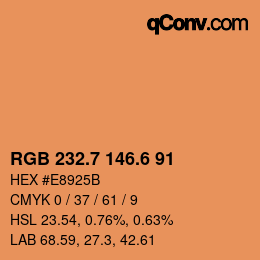 カラーコード: RGB 232.7 146.6 91 | qconv.com