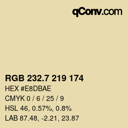 カラーコード: RGB 232.7 219 174 | qconv.com