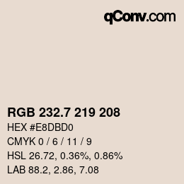 カラーコード: RGB 232.7 219 208 | qconv.com