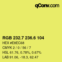 カラーコード: RGB 232.7 236.6 104 | qconv.com