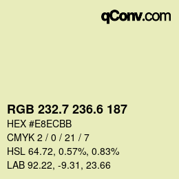 カラーコード: RGB 232.7 236.6 187 | qconv.com