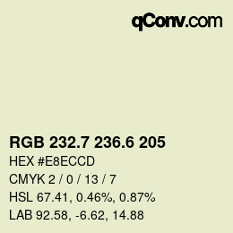 カラーコード: RGB 232.7 236.6 205 | qconv.com