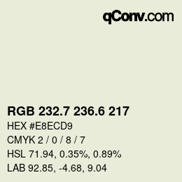 カラーコード: RGB 232.7 236.6 217 | qconv.com