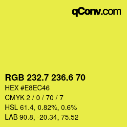 カラーコード: RGB 232.7 236.6 70 | qconv.com