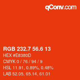 カラーコード: RGB 232.7 56.6 13 | qconv.com
