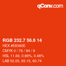 カラーコード: RGB 232.7 56.6 14 | qconv.com