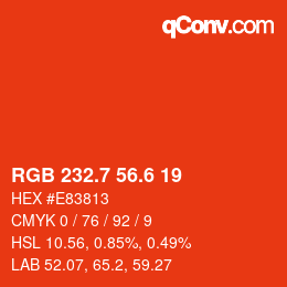 カラーコード: RGB 232.7 56.6 19 | qconv.com