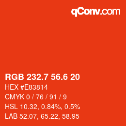 カラーコード: RGB 232.7 56.6 20 | qconv.com