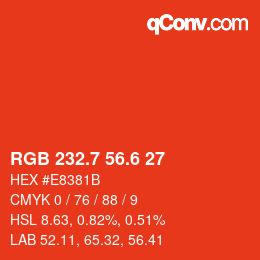 カラーコード: RGB 232.7 56.6 27 | qconv.com