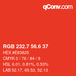 カラーコード: RGB 232.7 56.6 37 | qconv.com
