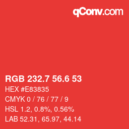 カラーコード: RGB 232.7 56.6 53 | qconv.com