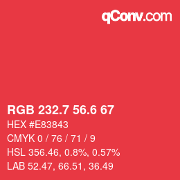 カラーコード: RGB 232.7 56.6 67 | qconv.com