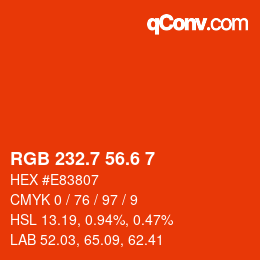 カラーコード: RGB 232.7 56.6 7 | qconv.com