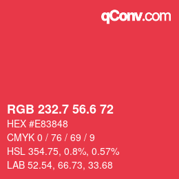 カラーコード: RGB 232.7 56.6 72 | qconv.com