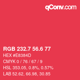 カラーコード: RGB 232.7 56.6 77 | qconv.com