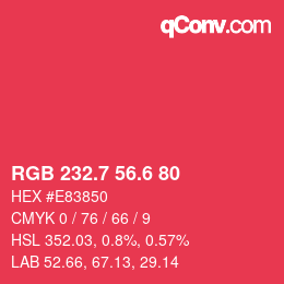 カラーコード: RGB 232.7 56.6 80 | qconv.com