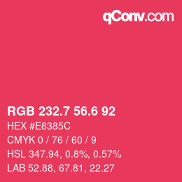 カラーコード: RGB 232.7 56.6 92 | qconv.com