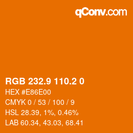 Color code: RGB 232.9 110.2 0 | qconv.com