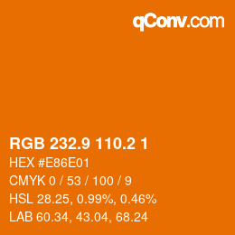 カラーコード: RGB 232.9 110.2 1 | qconv.com