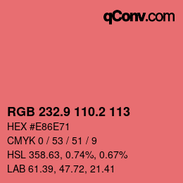 カラーコード: RGB 232.9 110.2 113 | qconv.com
