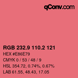 カラーコード: RGB 232.9 110.2 121 | qconv.com
