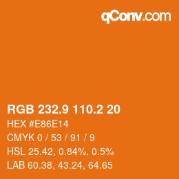 カラーコード: RGB 232.9 110.2 20 | qconv.com