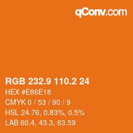 カラーコード: RGB 232.9 110.2 24 | qconv.com