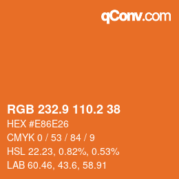 Color code: RGB 232.9 110.2 38 | qconv.com