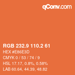 Farbcode: RGB 232.9 110.2 61 | qconv.com