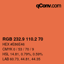 Color code: RGB 232.9 110.2 70 | qconv.com