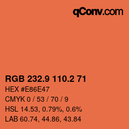 Color code: RGB 232.9 110.2 71 | qconv.com