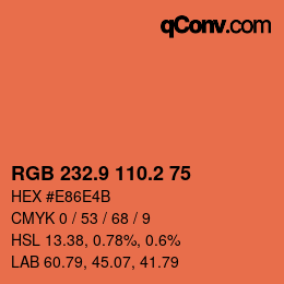 Color code: RGB 232.9 110.2 75 | qconv.com